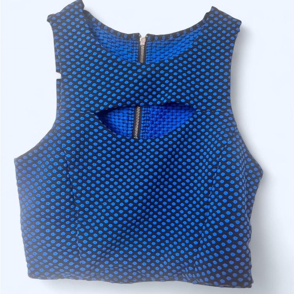 Blue and Black polka dot crop top